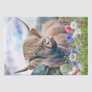 Papier Mousseline Aquarelle de la ferme Cow Highland