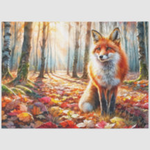 Aquarelle de la forêt d'automne renard