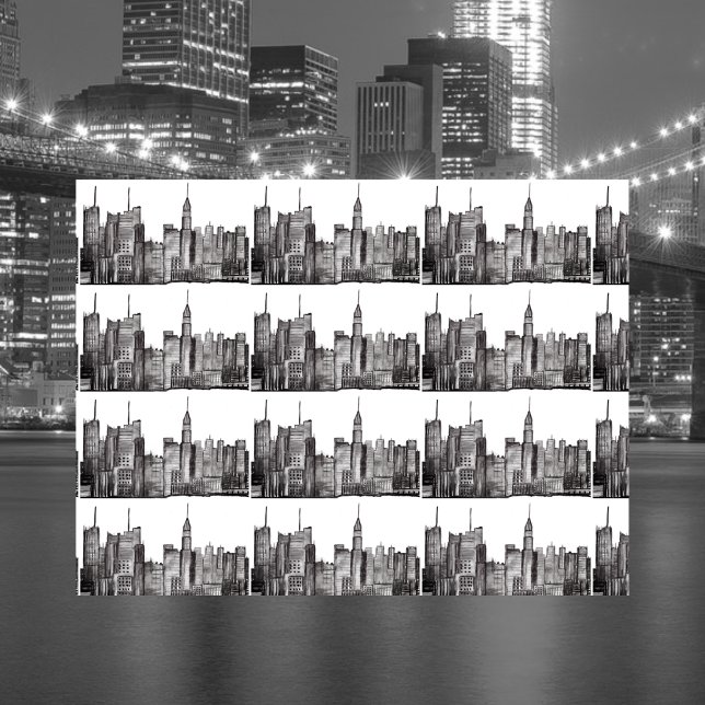 Papier Mousseline Aquarelle de la ville de New York Manhattan skylin (Créateur téléchargé)