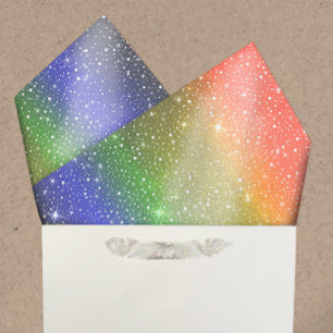 Papier Mousseline Aquarelle de neige en chute Rainbow Galaxy Stars L