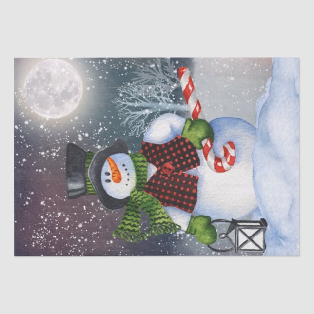 Papier Mousseline Aquarelle de neige Noël d'hiver (Recto)