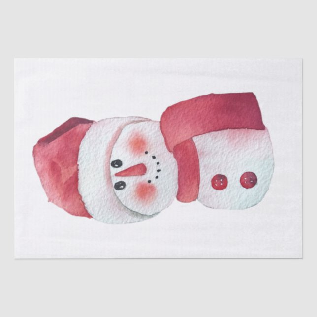 Papier Mousseline Aquarelle de neige Noël d'hiver (Recto)