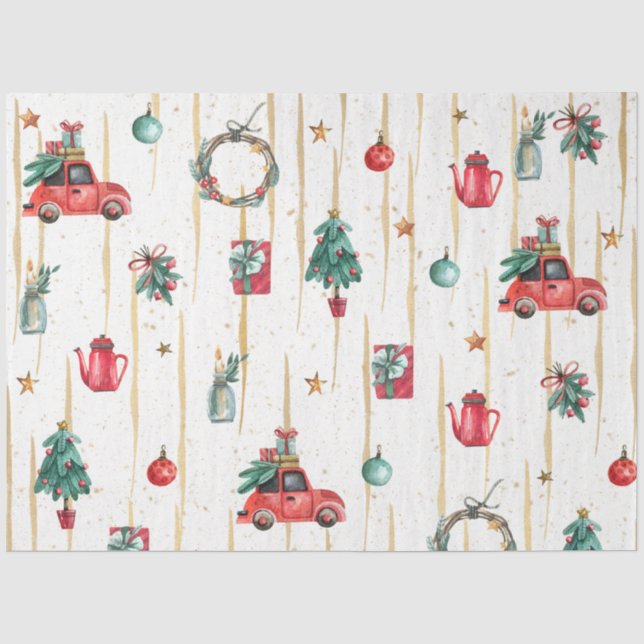 Papier Mousseline Aquarelle de Noël GoldI Design 11 (Recto)