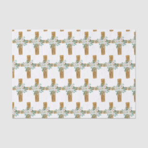 Papier Mousseline Aquarelle de Pâques Croix florale