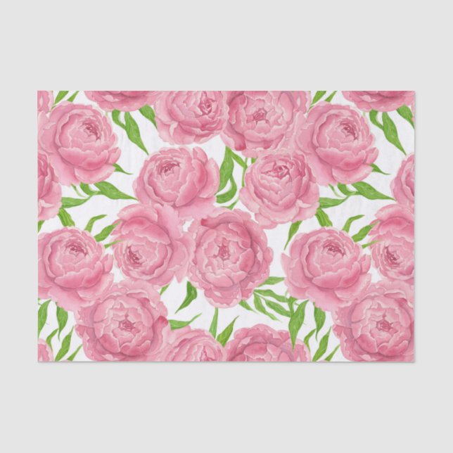 Papier Mousseline Aquarelle de pivoines roses (Recto)