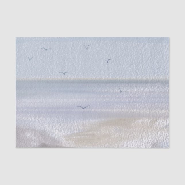 Papier Mousseline Aquarelle de plage de rivage côtier (Recto)