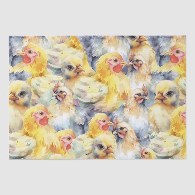 Papier Mousseline Aquarelle de poulet de ferme (Recto)