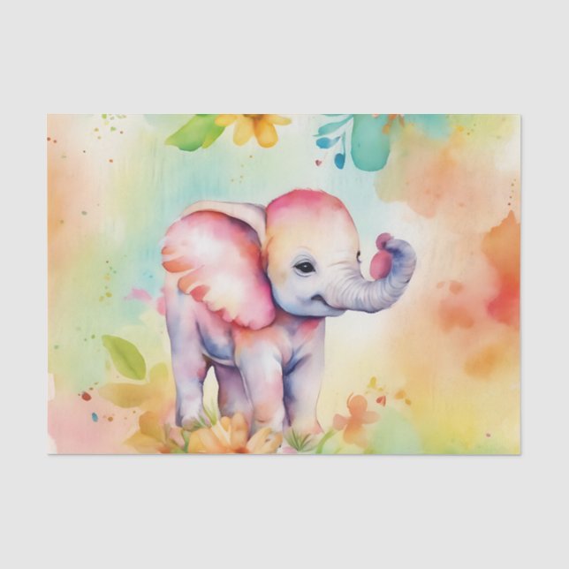 Papier Mousseline Aquarelle d'éléphant doux (Recto)