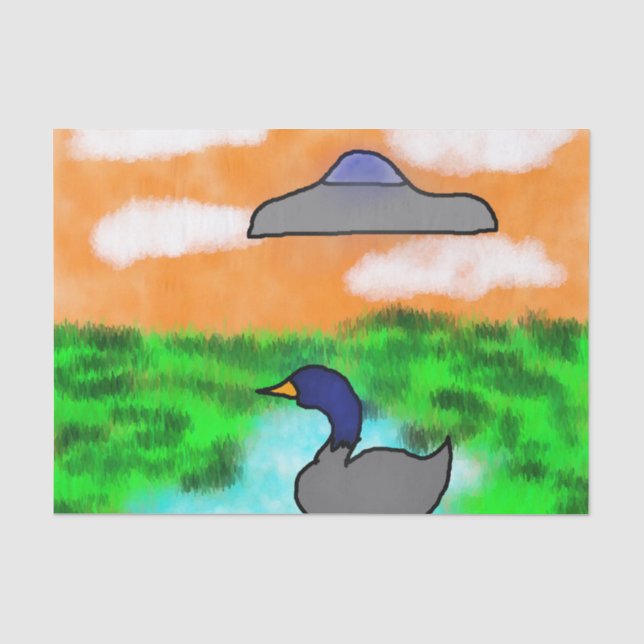 Papier Mousseline aquarelle dessin oie moment extraterrestre (Recto)