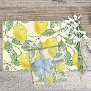 Papier Mousseline Aquarelle d'été Vintages citrons Motif Découpage