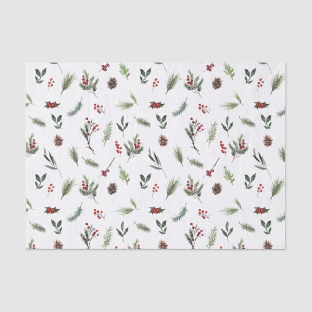 Papier Mousseline Aquarelle d'hiver rouge simple et chaude Noël (Recto)