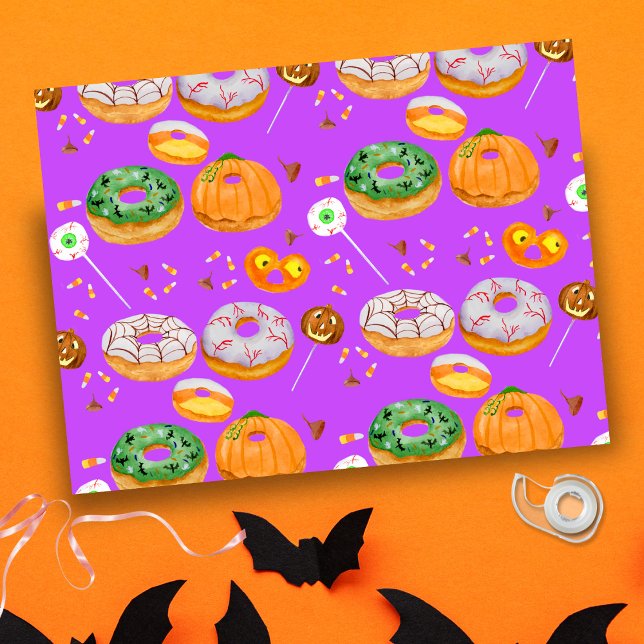 Papier Mousseline Aquarelle Donut-licious Happy Halloween bonbon (Spooktacular Halloween Donut Tissue Paper: Perfect for arts, crafts, and gift wrapping!)