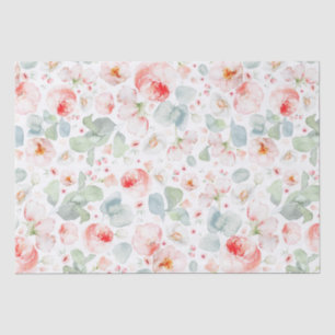 Papier Mousseline Aquarelle douce rose pâle Fleurs Botaniques