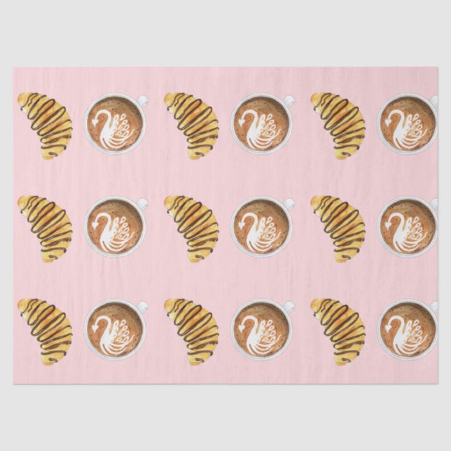 Papier Mousseline Aquarelle du Croissant Latte Et Chocolat (Recto)