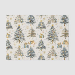 Papier Mousseline Aquarelle élégante Arbres de Noël