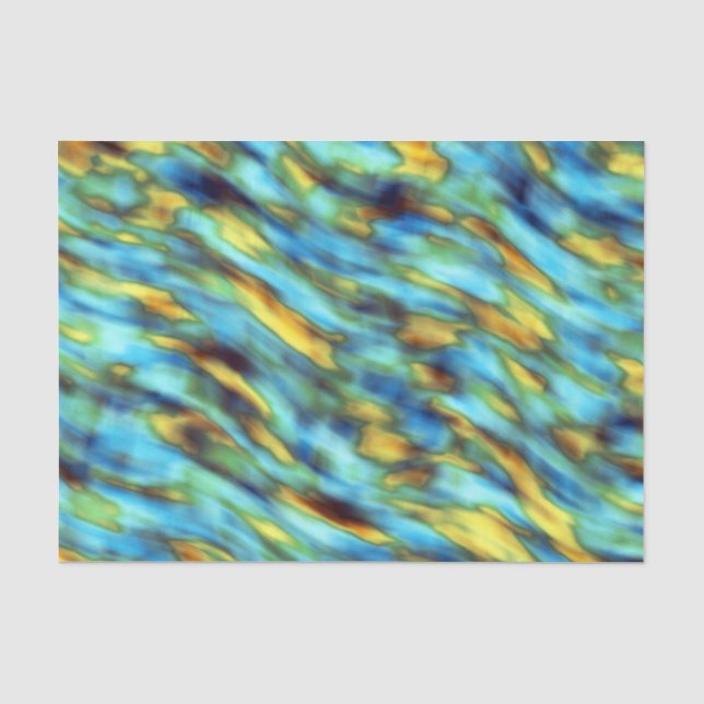 Papier Mousseline Aquarelle en soie bleue Abstraite (Recto)