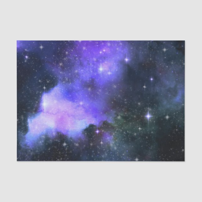 Papier Mousseline Aquarelle Espace Galaxie Étoiles violet (Recto)
