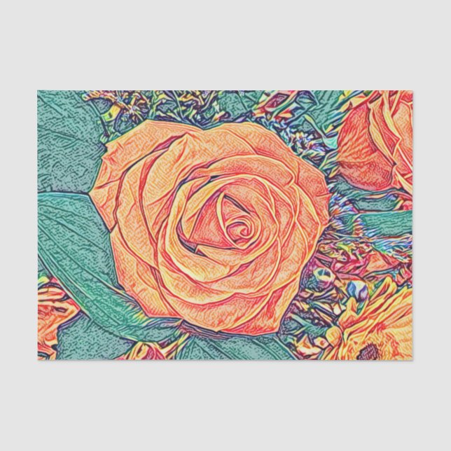Papier Mousseline Aquarelle et crayon Rose Peachy (Recto)