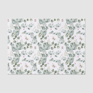 Papier Mousseline Aquarelle Eucalyptus Branches et fleurs