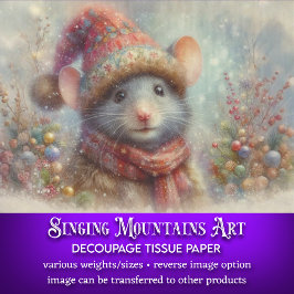 Papier Mousseline Aquarelle Festive Découpage de la souris de Noël