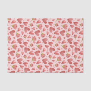 Papier Mousseline Aquarelle Fleur Coeur Motif Saint-Valentin