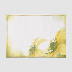 Papier Mousseline Aquarelle Fleur Jaune Découpage Florale