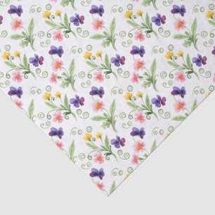 Papier Mousseline Aquarelle Fleur Jaune Rose Violet Printemps Été