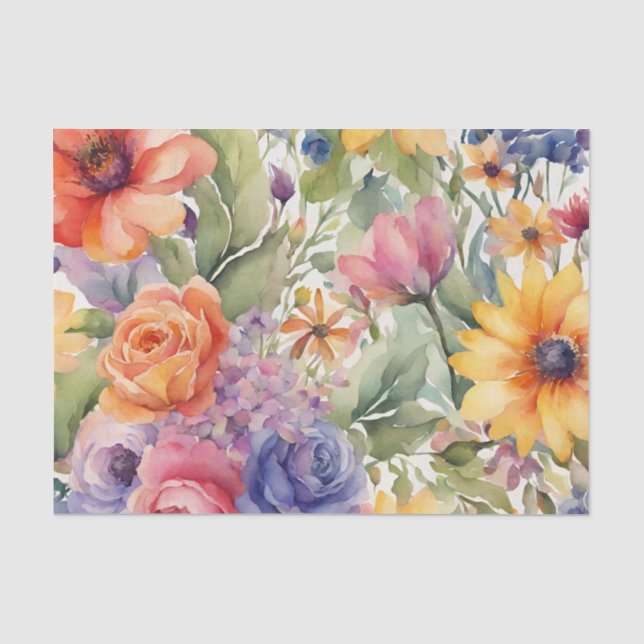 Papier Mousseline Aquarelle Fleurs d'été (Recto)