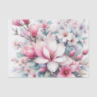 Papier Mousseline Aquarelle Fleurs en pastels doux