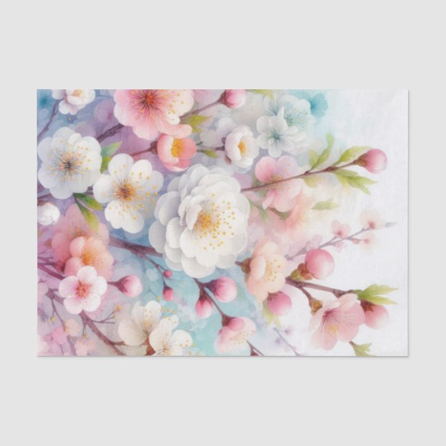 Papier Mousseline Aquarelle Fleurs en pastels doux (Recto)