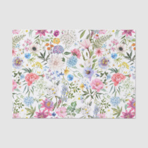 Papier Mousseline Aquarelle Fleurs Jardins Mixtes