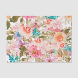 Papier Mousseline Aquarelle Floral Découpage avec Pink et Peach