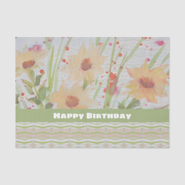 Papier Mousseline Aquarelle Floral Designer (Recto)