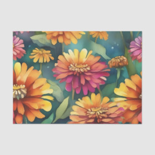 Papier Mousseline Aquarelle florale Abstraite de Zinnia