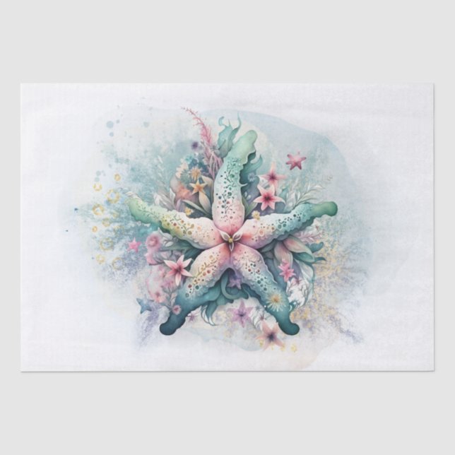 Papier Mousseline Aquarelle florale de poisson-Starfish (Recto)