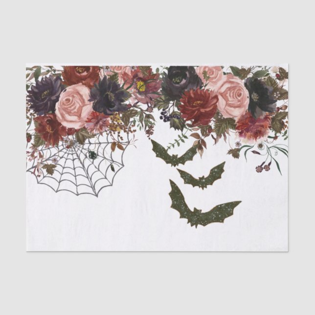 Papier Mousseline Aquarelle florale d'Halloween (Recto)