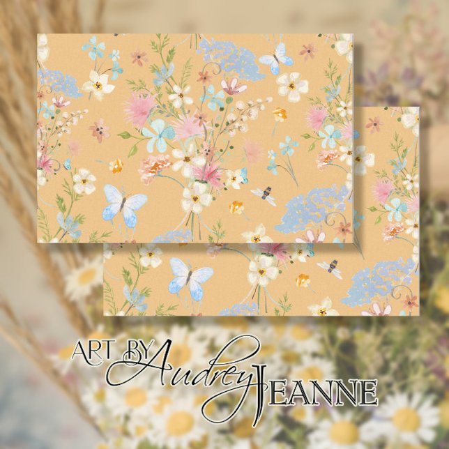 Papier Mousseline Aquarelle florale Fleur sauvage papillon découpage (Créateur téléchargé)