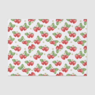 Papier Mousseline Aquarelle Fraise Fruits et Fleurs 