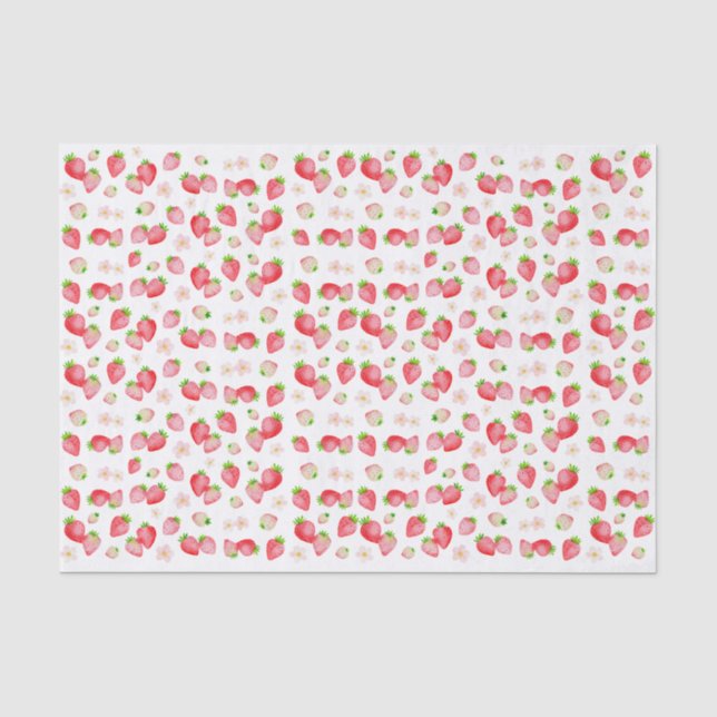 Papier Mousseline Aquarelle fraise sauvage Anniversaire (Recto)