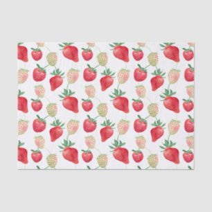 Papier Mousseline Aquarelle Fraises rouge et rose