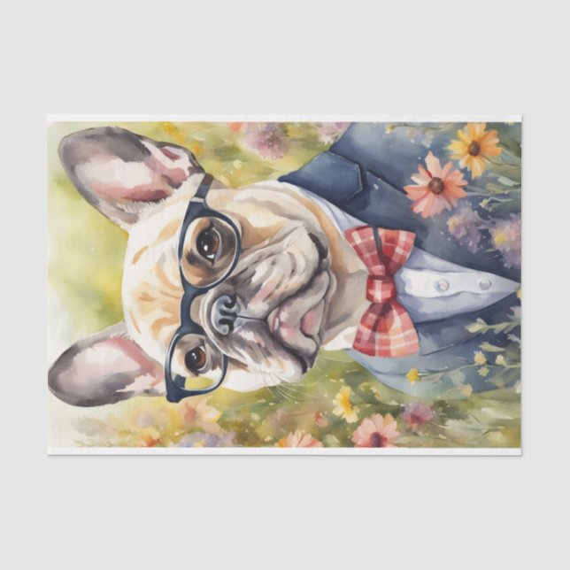 Papier Mousseline Aquarelle French Bulldog dans la page de découpage (Recto)