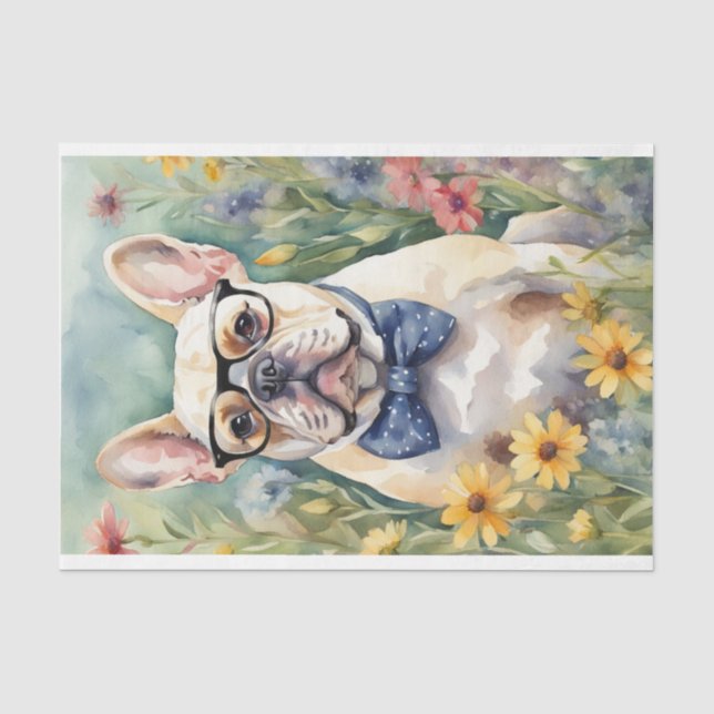 Papier Mousseline Aquarelle French Bulldog dans la page de découpage (Recto)