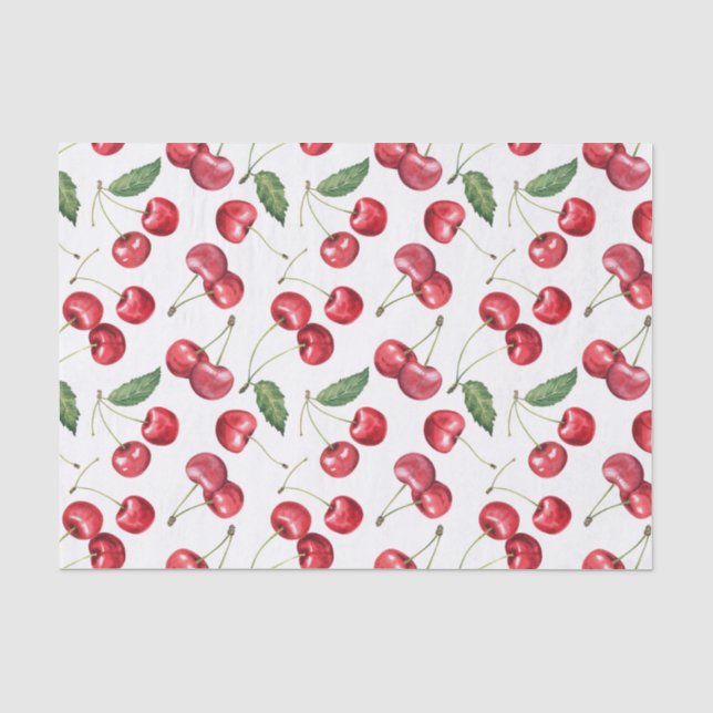 Papier Mousseline Aquarelle Fruit rouge cerise (Recto)