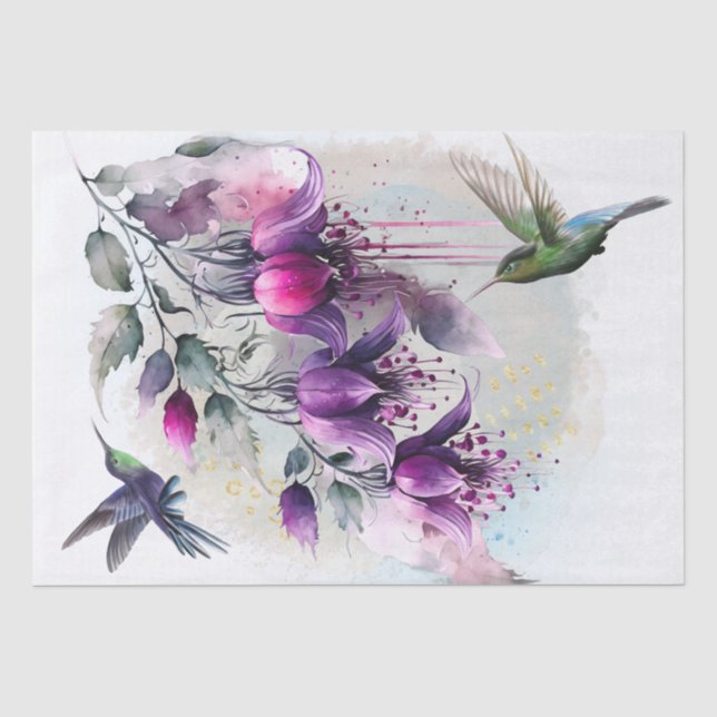 Papier Mousseline Aquarelle Fuchsia (Recto)