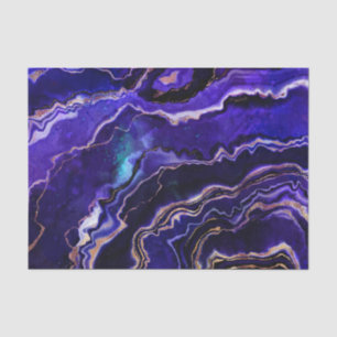 Papier Mousseline Aquarelle Géode Bleu profond Purple Rose Gold Agat