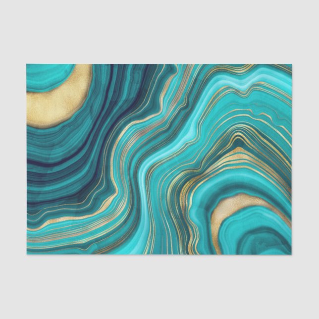 Papier Mousseline Aquarelle Géode Vert Agate Malachite (Recto)