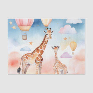 Papier Mousseline Aquarelle girafe pour coucher de soleil en pépiniè