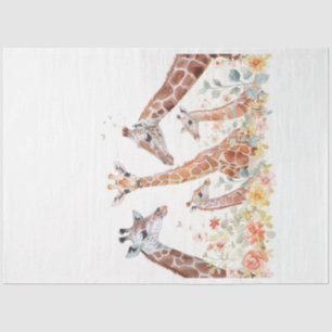 Papier Mousseline Aquarelle Giraffe Famille dans le dénouement de te