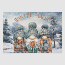 Aquarelle Gnome Noël d'hiver