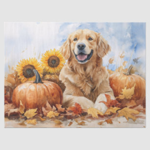 Papier Mousseline Aquarelle Golden Retriever avec découpage Citrouil
